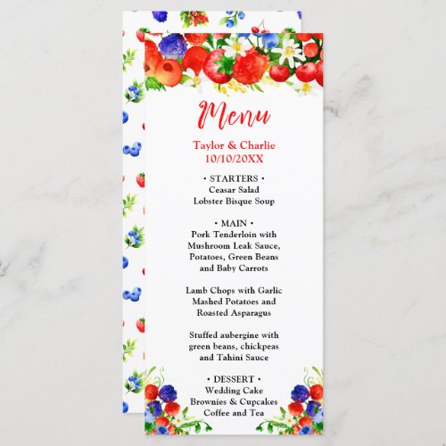 Summer Mixed Berries Wedding Menu