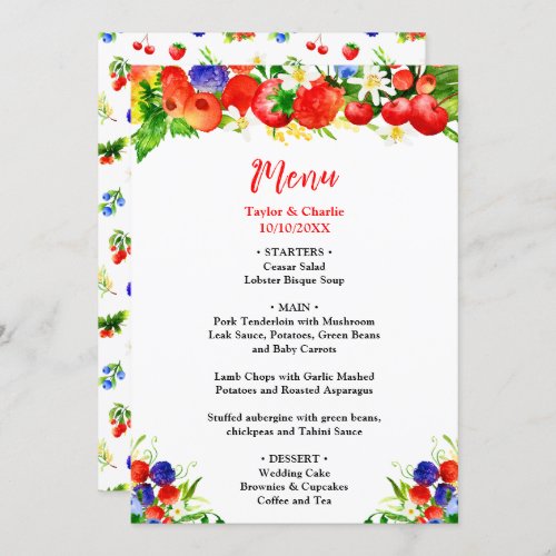 Summer Mixed Berries Wedding Menu