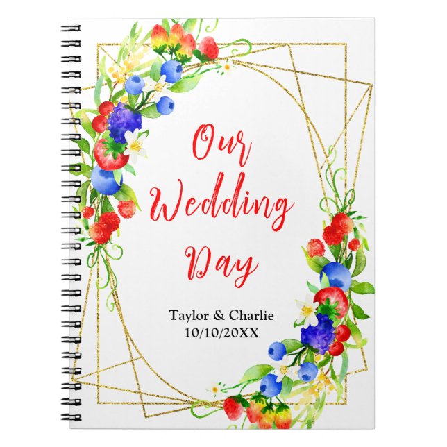 Summer Mixed Berries Wedding Planner Notebook (Front)