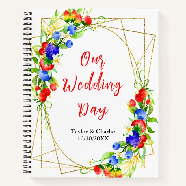 Summer Mixed Berries Wedding Planner Notebook (Front)