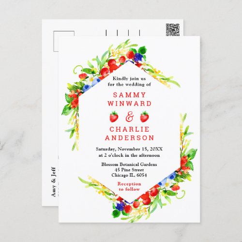 Summer Mixed Berries Wedding Postcard