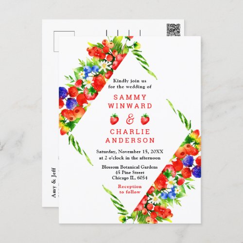 Summer Mixed Berries Wedding Postcard