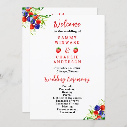 Summer Mixed Berries Wedding Program