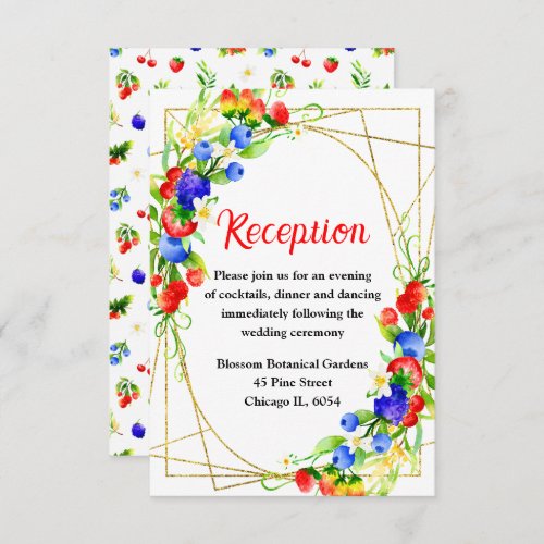 Summer Mixed Berries Wedding Reception Enclosure Card