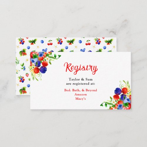 Summer Mixed Berries Wedding Registry Enclosure Card