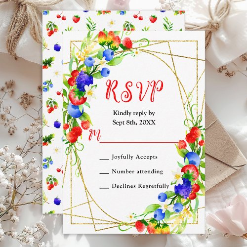 Summer Mixed Berries Wedding RSVP Card