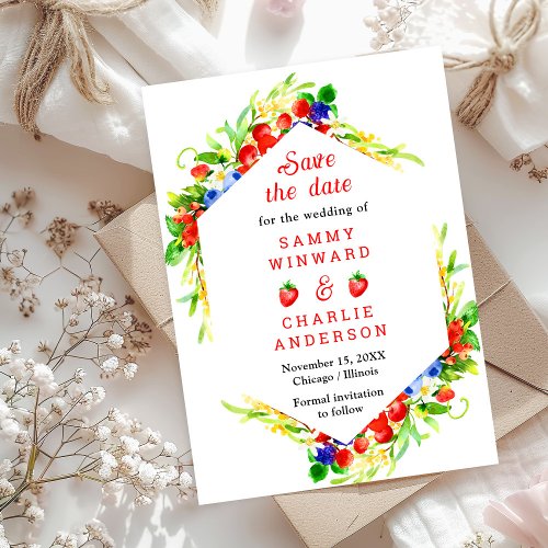 Summer Mixed Berries Wedding Save The Date