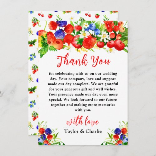 Summer Mixed Berries Wedding Thank You Card