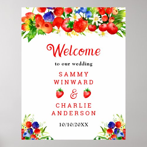 Summer Mixed Berries Wedding Welcome Sign