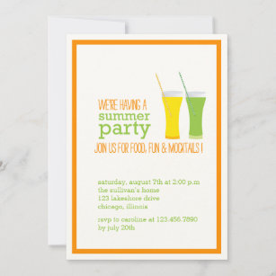 Summer Mocktails and Juices Party Invitation