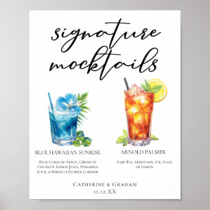 Summer Mocktails Blue Hawaiian Arnold Palmer Menu Poster