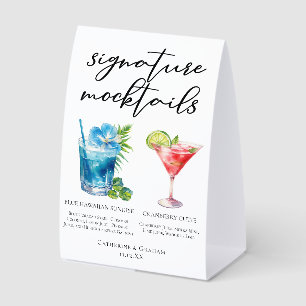 Summer Mocktails Blue Hawaiian Cranberry Cutie Paper Table Tent
