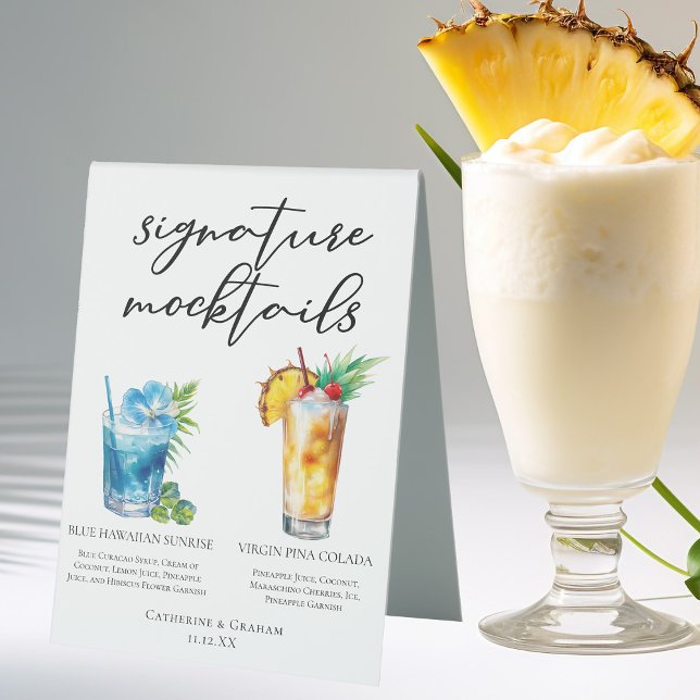 Summer Mocktails Blue Hawaiian Piña Colada Table Tent (Creator Uploaded)