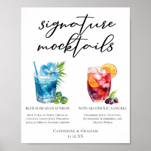 Summer Mocktails Blue Hawaiian Sangria Menu Poster