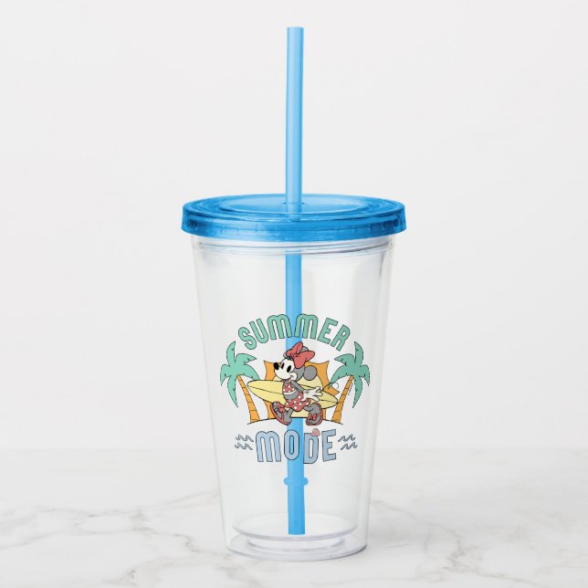 Summer Mode Minnie Mouse Acrylic Tumbler (Front)
