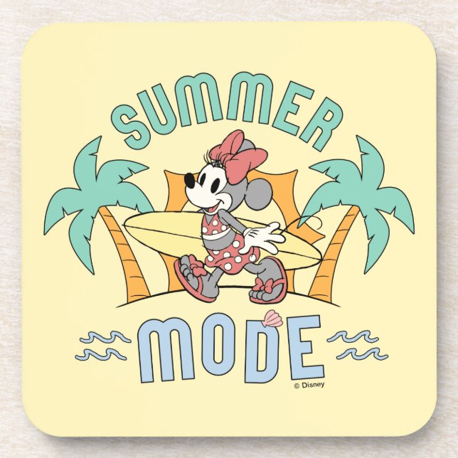 Summer Mode Minnie Mouse Beverage Coaster (Front)