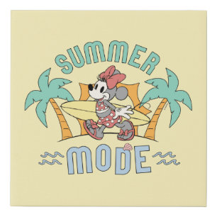 Summer Mode Minnie Mouse Faux Canvas Print