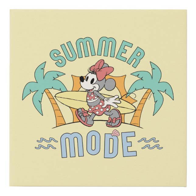 Summer Mode Minnie Mouse Faux Canvas Print (Front)