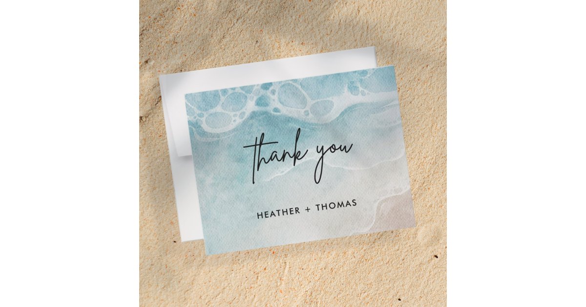 Summer Modern Beach Wedding Thank You Card | Zazzle
