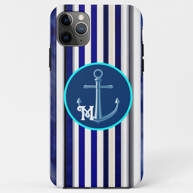 Summer Modern Navy Blue Boat Stripes Collection Case-Mate iPhone Case (Back)
