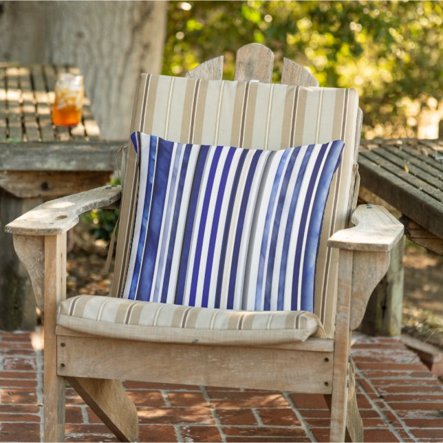 Summer Modern Navy Blue Boat Stripes Collection Outdoor Pillow (Chair)