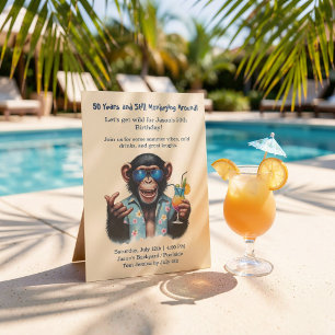 Summer Monkey 50th Birthday Party Let's Get Wild  Invitation