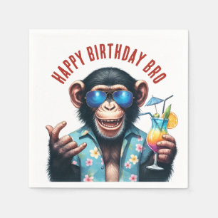 Summer Monkey Happy Birthday Bro Summer Vibes Napkins