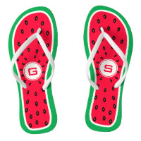 Summer Monogrammed Watermelon Slice Funny Designed Flip Flops