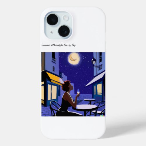 Summer Moonlight Starry Sky iPhone 15 Case