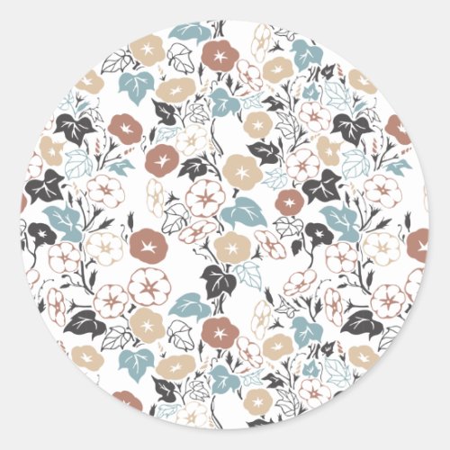 Summer Morning Glory Garden Classic Round Sticker