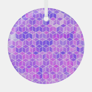 Summer Mosaic: Watercolor Cube Fusion Glass Ornament
