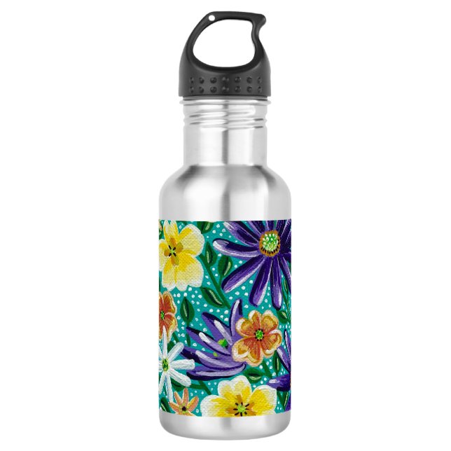 Summer Mountain Fields  Glass Stainless Steel Water Bottle (Front)