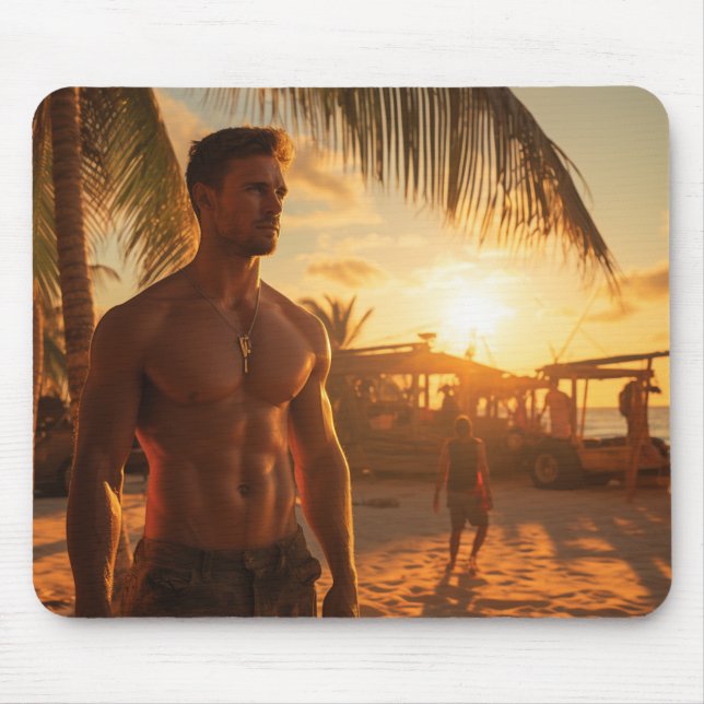 Summer mouse pad with handsome man (Front)