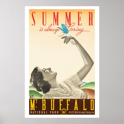 Summer Mt Buffalo Australia Vintage Poster 1936
