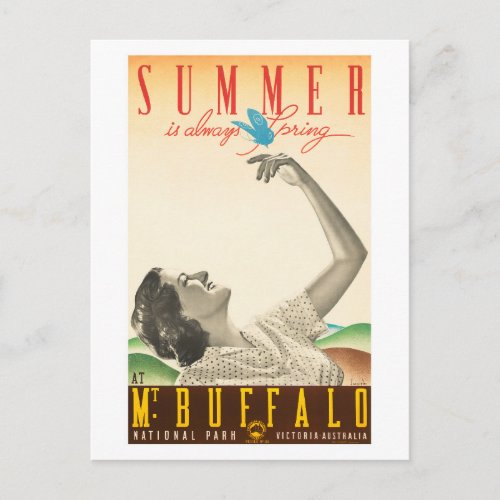 Summer Mt Buffalo Australia Vintage Poster 1936 Postcard