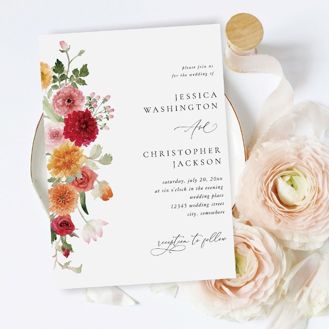 Summer Multi Color Floral Wedding Invitation (Creator Uploaded)