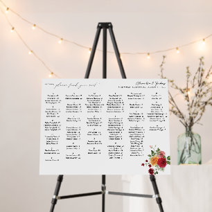 Summer Multi Floral Alphabetical Seating Chart -SM Foam Board