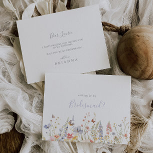 Summer Multicolor Wildflower Bridesmaid Proposal Note Card
