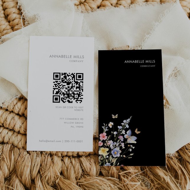 Summer Multicolor Wildflower Consultant Qr Code Business Card (Creator Uploaded)