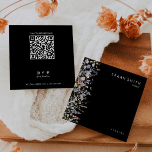 Summer Multicolor Wildflower Florist QR Code Square Business Card