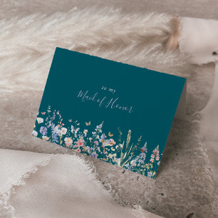 Summer Multicolor Wildflower Green Bridal Party Thank You Card
