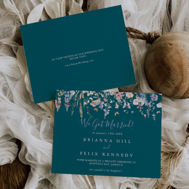 Summer Multicolor Wildflower Green Elopement Announcement (Creator Uploaded)