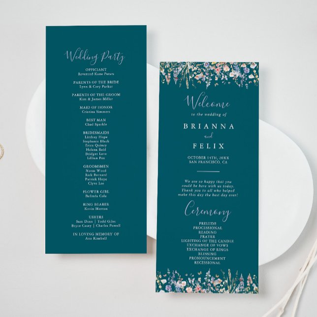 Summer Multicolor Wildflower Green Wedding Program (Creator Uploaded)