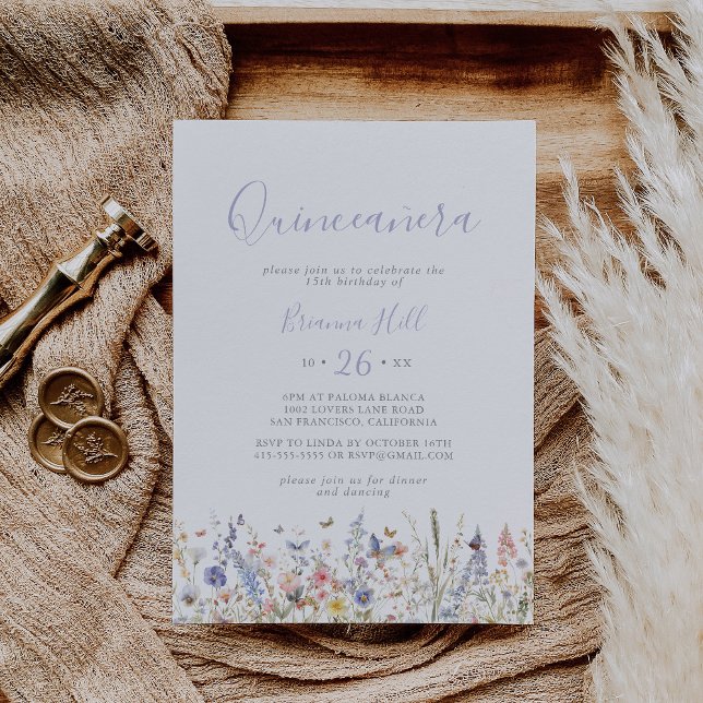 Summer Multicolor Wildflower Quinceañera Invitation (Creator Uploaded)