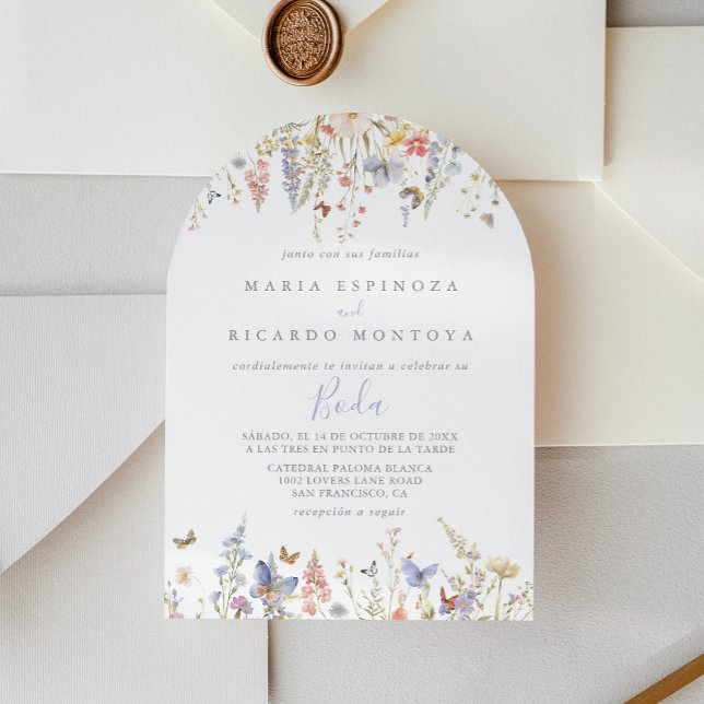 Summer Multicolor Wildflower Spanish Wedding Invitation (Creator Uploaded)