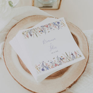 Summer Multicolor Wildflower Wedding Napkin