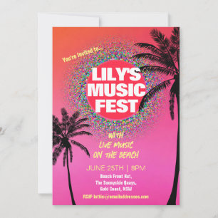 Summer Music Festival Birthday Party Invitation