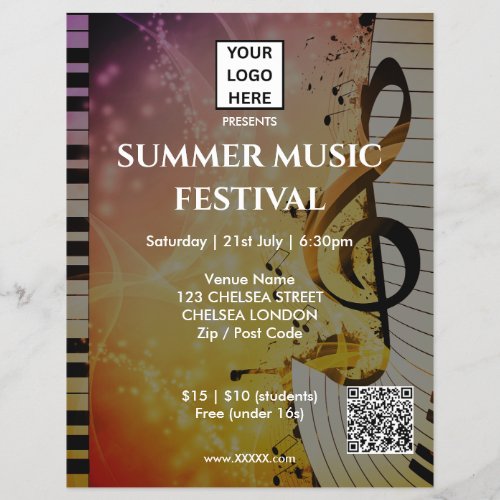 Summer Music Festival QR Code and Logo Flyer