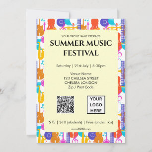 Summer Music Festival QR Code and Logo Invitation