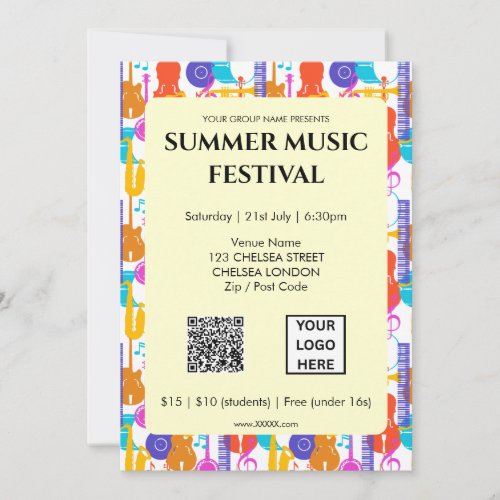 Summer Music Festival QR Code and Logo Invitation